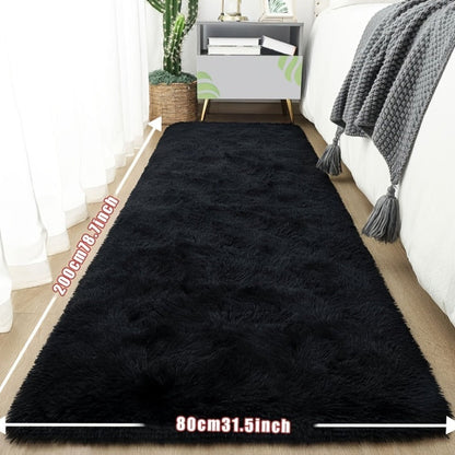 Tie-Dye Plush Bath Mat Runner, 80 x 200cm with Long-Pile Surface in Light Grey, Dark Gray, Light Pink or Black
