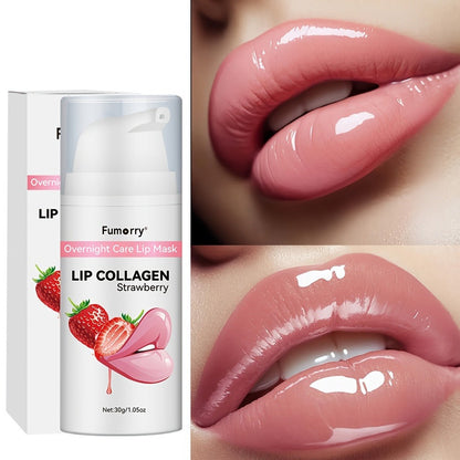 30g / 1.05oz Fumerry Lip Collagen Strawberry-Labeled Pump Bottle with Pink Applicator and 9.7cm Height