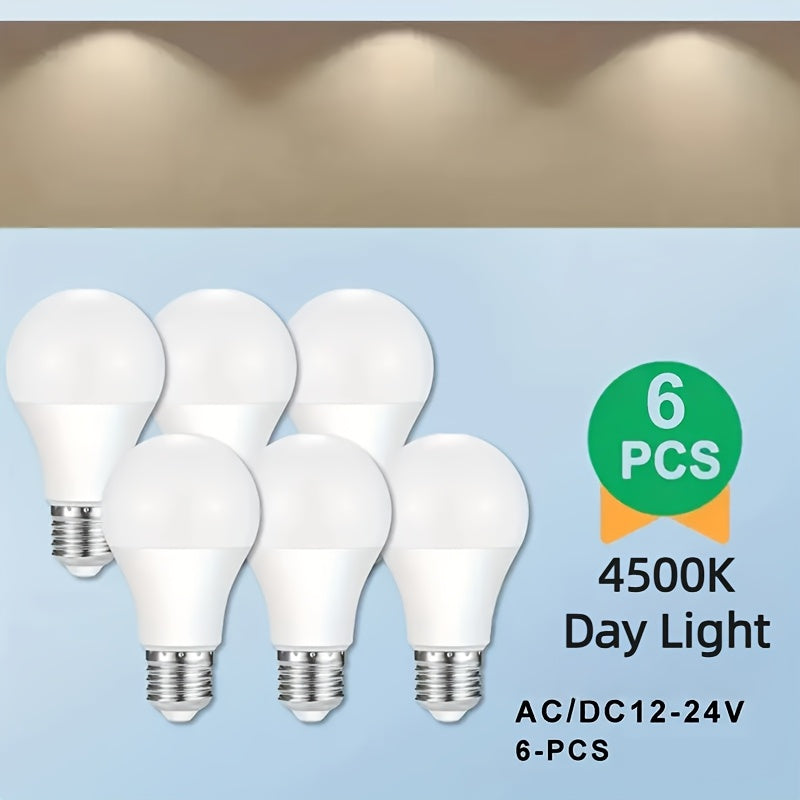 A19 LED Light Bulbs, 14 W and 1100 Lumens with E26 Base and 4500 K Daylight White, Six-Pack