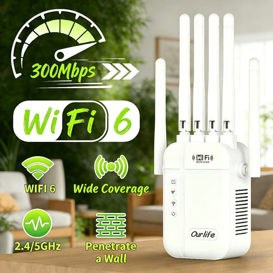 AX1200 WiFi 6 Mesh Extender 15888 Sq Ft Coverage, 135+ Devices, OFDMA, Gigabit Ethernet Port, Alexa Compatible, CISA Certified, Dual Band 2.4GHz & 5GHz, One-Touch Setup, White