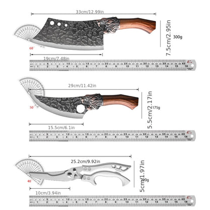 Kitchen Knife Set Professional Forged Stainless Steel Chef Knife Set with Boning Knife Slicing Knife Carving Knife Fillet Knife Butcher Knife Scissors Ultra Sharp Durable Meat Fish 4pc 7pc