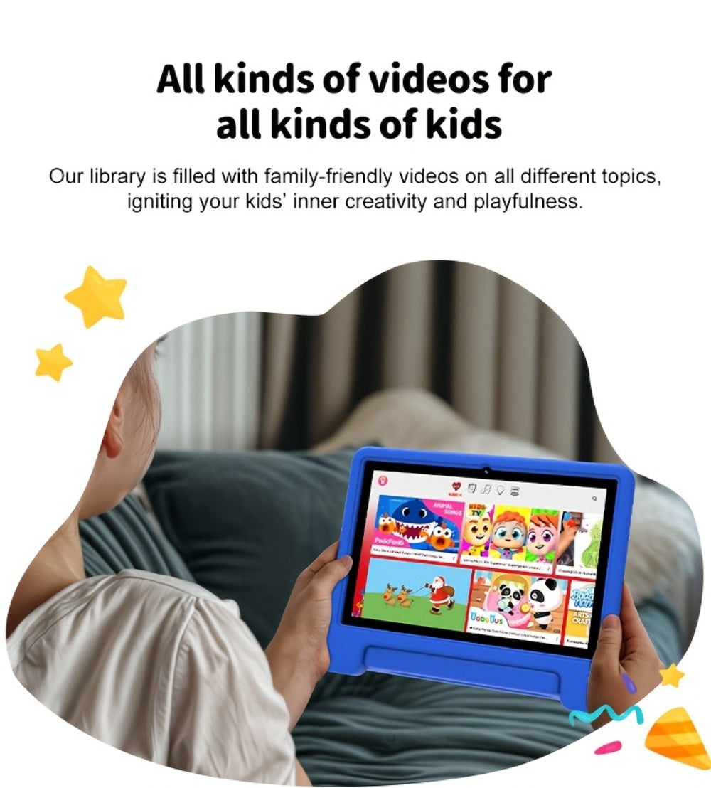 Kids Tablet 10.1 Inch with 6GB RAM, 64GB Built-In Storage, WiFi 6, 5000mAh Battery and Protective Case