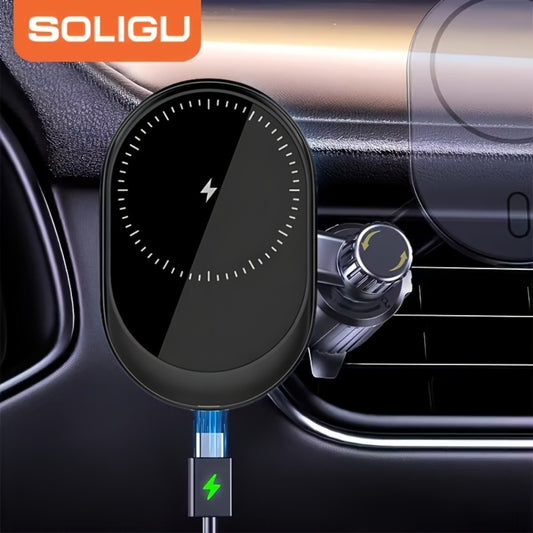 Magnetic Wireless Car Charger Phone Mount 15W Fast Charging – 360° Rotation Air Vent Car Phone Holder Compatible with iPhone 16 / 15 / 14 / 13 / 12 Series | MagSafe-Style Magnetic Car Charger