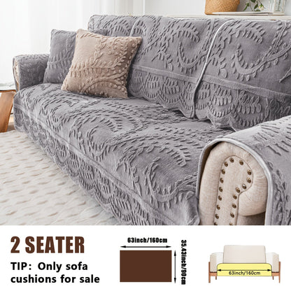 Sofa Cover Quilted Faux Rabbit Fur Plush Panels in 35.43-Inch Width with Seat, Pillowcase and Two-Piece Options
