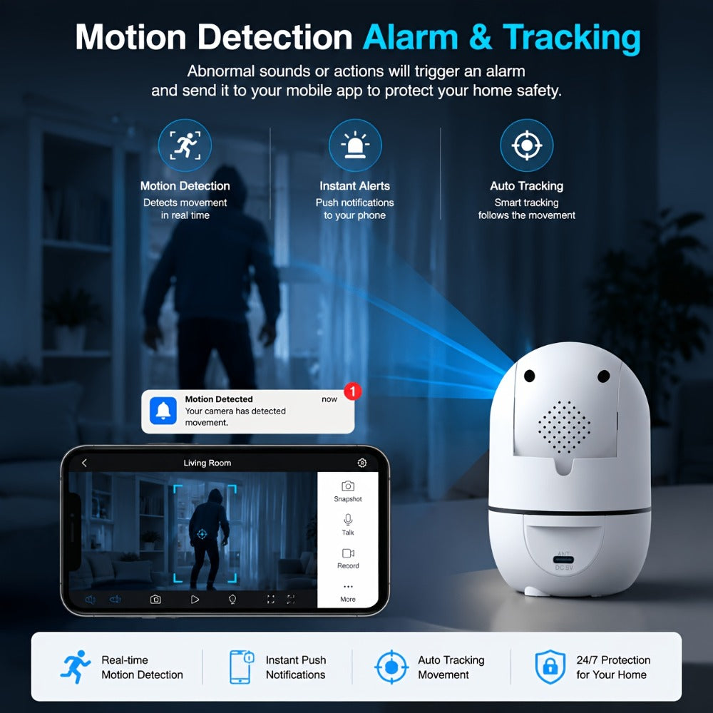 Indoor Security Camera 4-Pack with 355° Pan-Tilt, Dual-Band WiFi, Night Vision and Two-Way Talk