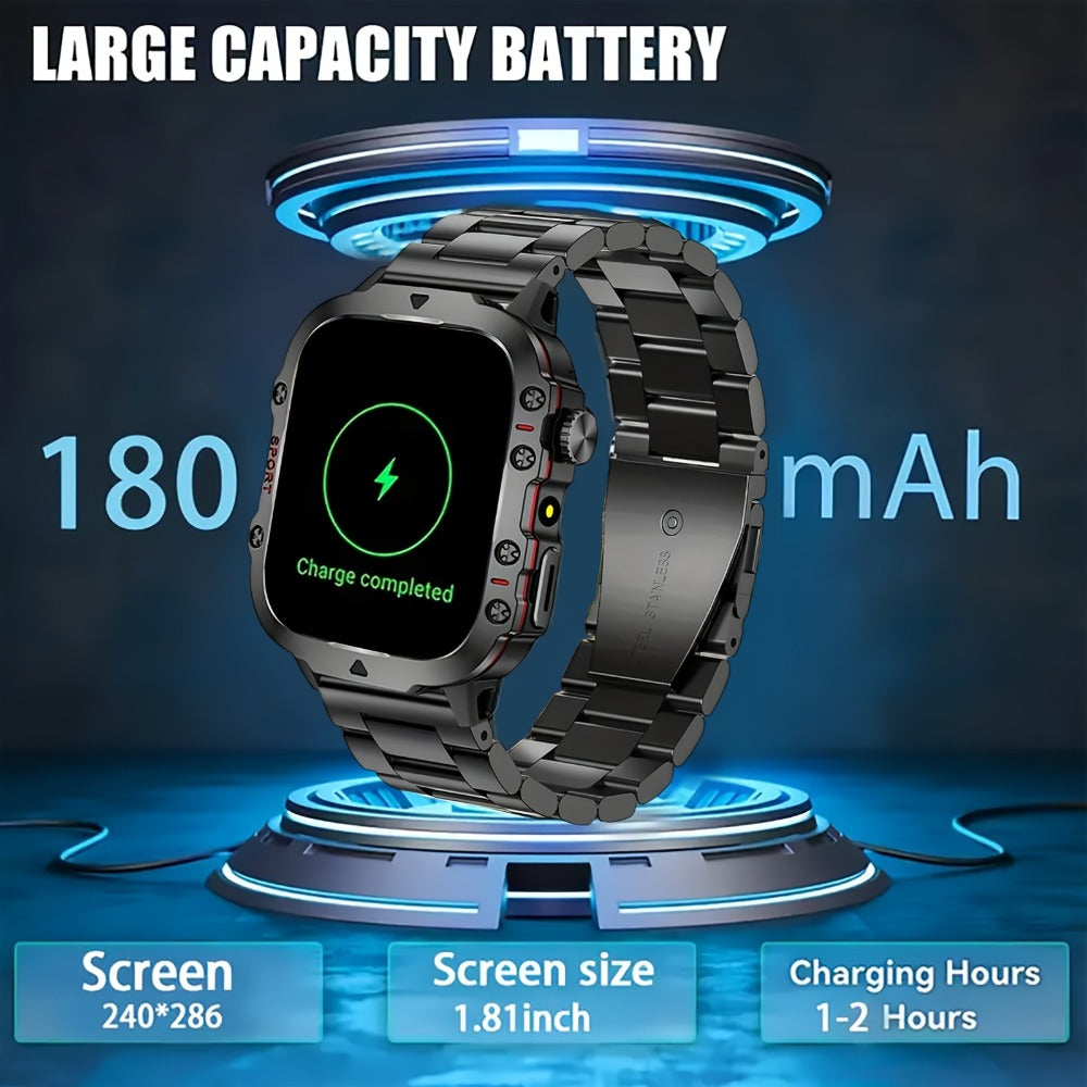 Smartwatch – Men's Outdoor 4.6" HD Touch Screen with Wireless Calling & LED Display, USB Charging, Multiple Sport Modes, Heart Rate…