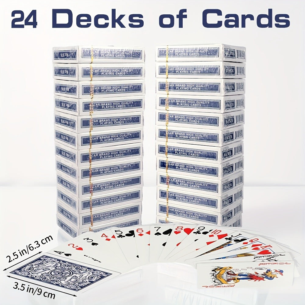Bulk Playing Card Set with 6-, 12- or 24-Deck Options in Red, Blue or Mixed Color Packs for Group Games