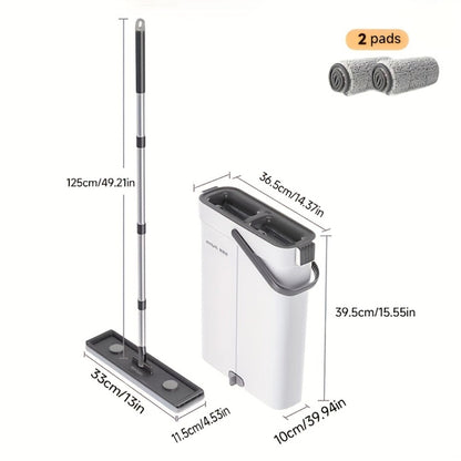 Spin Mop and Bucket Set with Wringer 360° Flat Mop Microfiber Pads Long Handle for Hardwood for Home Cooking, Dining and Outdoor Meals