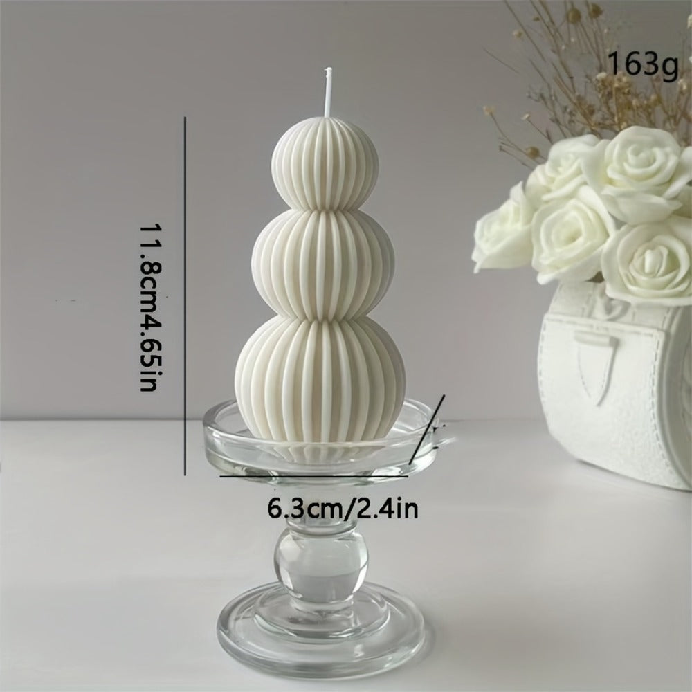 Ribbed Sculptural Candle in Single-Sphere or Three-Ball Form with Two Fragrance Selections