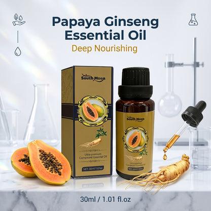 Papaya and Ginseng Body Oil Blend in a Compact 30ml Amber Dropper Bottle with Presentation Box