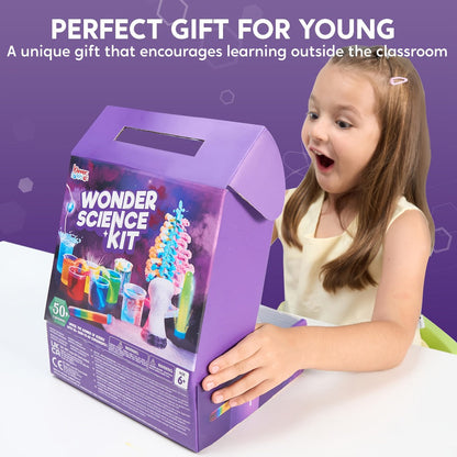 STEM Science Kit for Kids 50+ Experiments, Crystal Tree Growing Kit, Lava Lamp, Volcano Chemistry Set