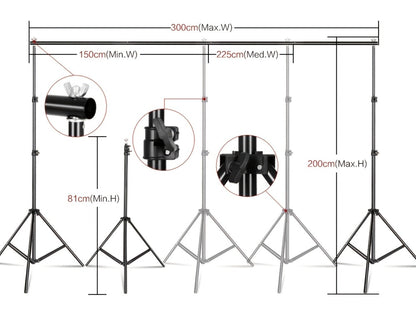 10x7ft Adjustable Backdrop Stand Kit for Photo Studio - Background Support System with 2 Stands, 4 Crossbars, 4 Clamps & Carry Bag for Photography, Video Shoots & Events