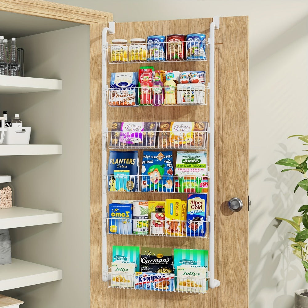 Over The Door Organizer - Multi-Layer Pantry Storage Rack for Kitchen Bathroom Laundry Room, Space Saving Door Hanging Shelf