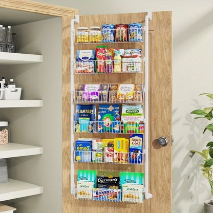 Over The Door Organizer - Multi-Layer Pantry Storage Rack for Kitchen Bathroom Laundry Room, Space Saving Door Hanging Shelf