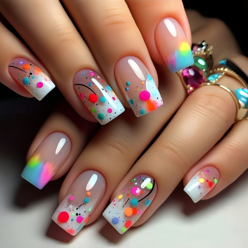 Almond Press On Nails 96 Pieces 4 Packs Sparkling Hearts Glitter Full Cover False Nails for Women Girls – Jelly Adhesive Tabs & Nail File Included | Valentine's Day Romantic Nail Art Kit
