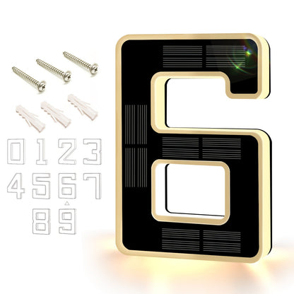 LED Solar House Number Light 6.7 Inch Wall Mounted – Smart Sensor Illuminated Address Number for Home Decor, No Wiring Energy-Saving Solar Powered Outdoor Light