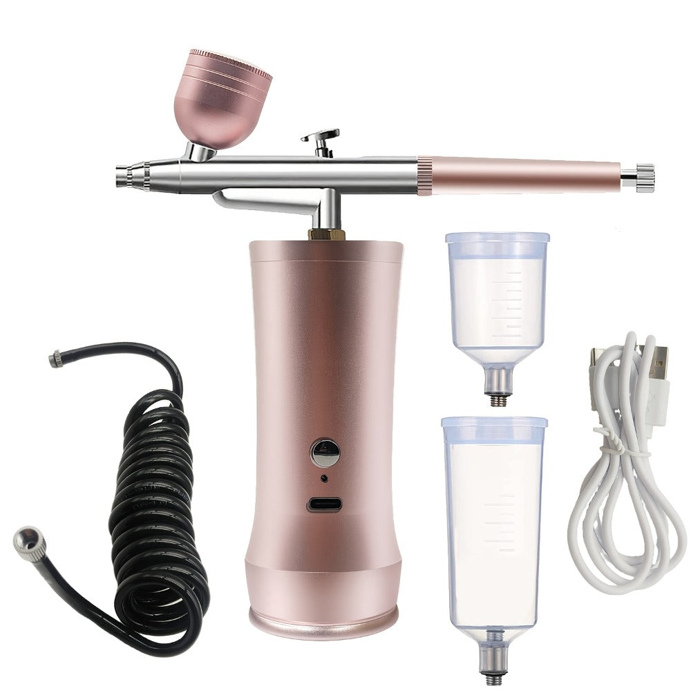 Rechargeable Cordless Airbrush Kit with Green, Pink, Red or Black Three-Gear Pump and Three Cup Options