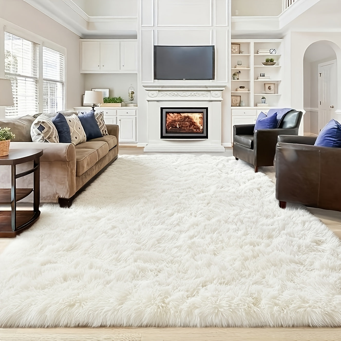 Gradient and Solid-Color Plush Shag Area Rug in 4 x 6, 5 x 8 or 6 x 9-Foot Checkout Options