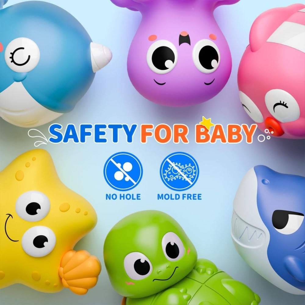 Sea Animal Light Up Bath Toys for Babies & Toddlers – 6/10 Pcs Color-Changing Floating Bathtub Toys, Sensory Water Pool Toys for Boys & Girls, Fun Bath Time Gift Set (Random Colors)