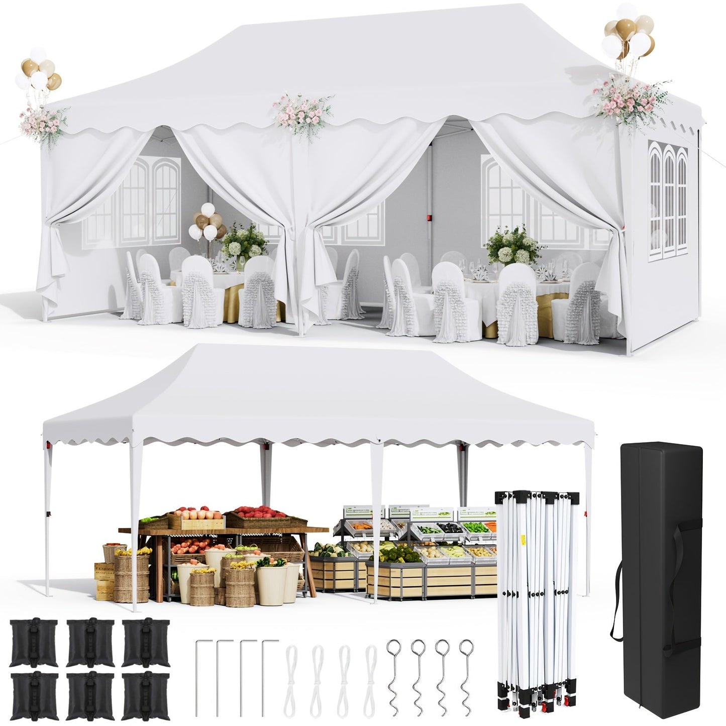 Pop Up Canopy Tent with Sidewalls | Outdoor Party Wedding Backyard