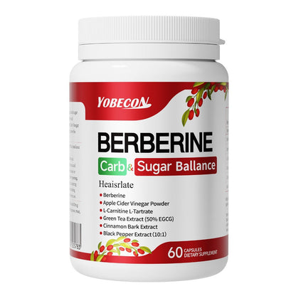 Dietary Supplement Berberine Capsules with Apple Cider Vinegar, Cinnamon and Green Tea, 60 Count