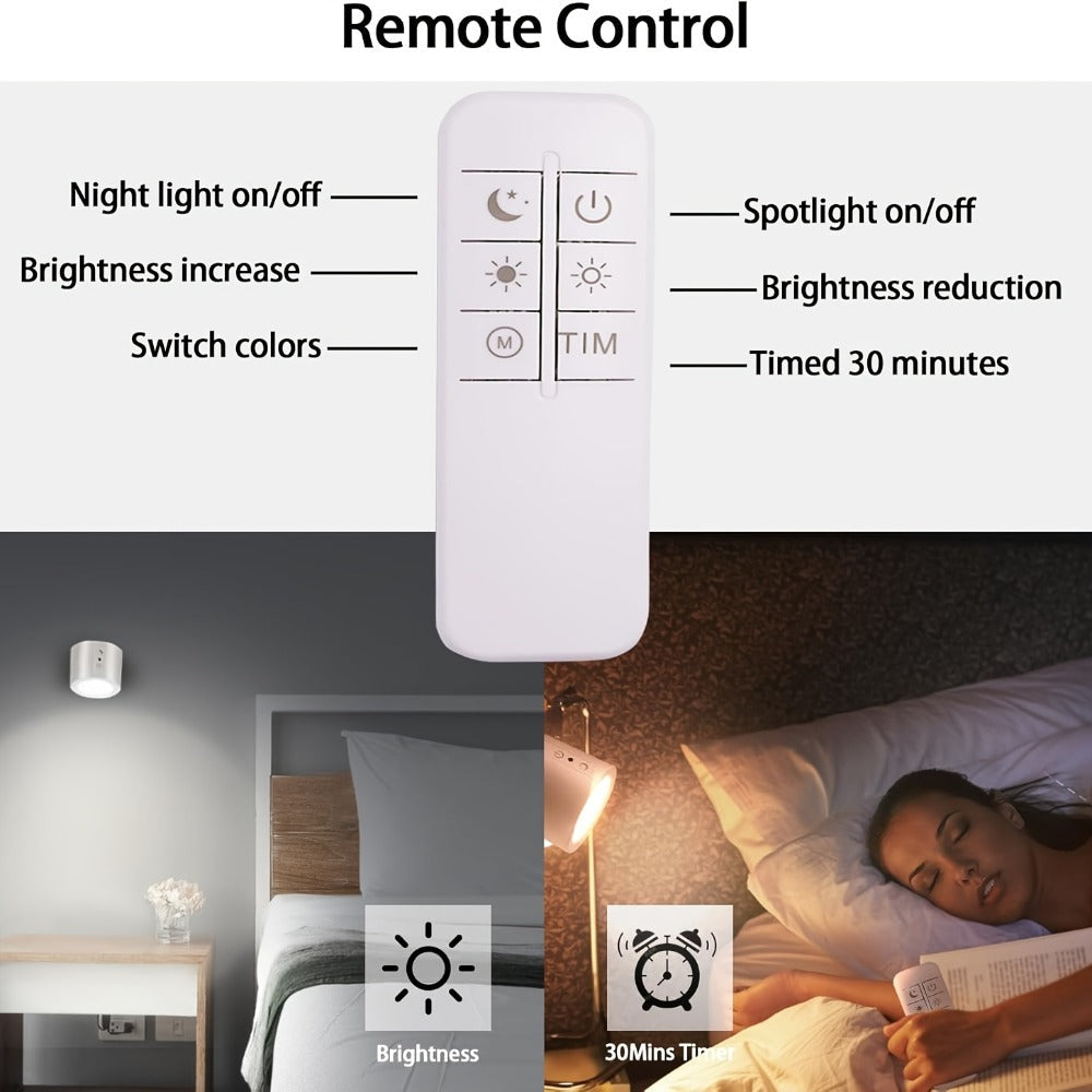 Magnetic LED Wall Sconce with 360-Degree Rotation, Three Color Temperatures and One or Two-Light Options