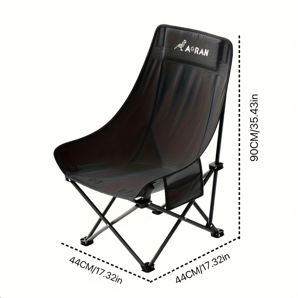 Portable Folding Moon Chair High Back 2pcs – Durable Iron Alloy Frame, Lightweight Foldable Camping Chair for Outdoor Leisure, Fishing, Beach & Backyard – Khaki or Black