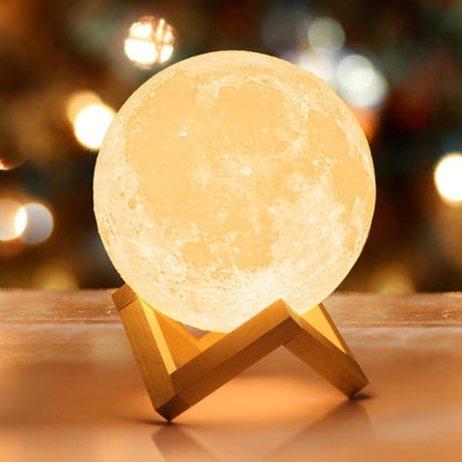 15cm Lunar Globe LED Night Light with Wood Stand, USB Rechargeable Power, Remote and 16 Colors
