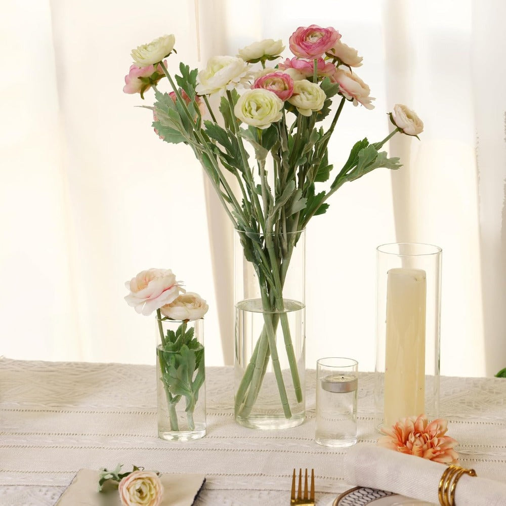 Clear Glass Cylinder Vases Set of 16 – 4 6 8 10 Inch Tall Glass Vases for Centerpieces, Floating Candle Holders, Wedding Table Decor, Party & Home Decoration