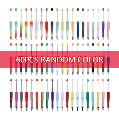Bulk Beadable Ballpoint Pens with Black Ink, Assorted Random Colors and 40- or 60-Piece Options