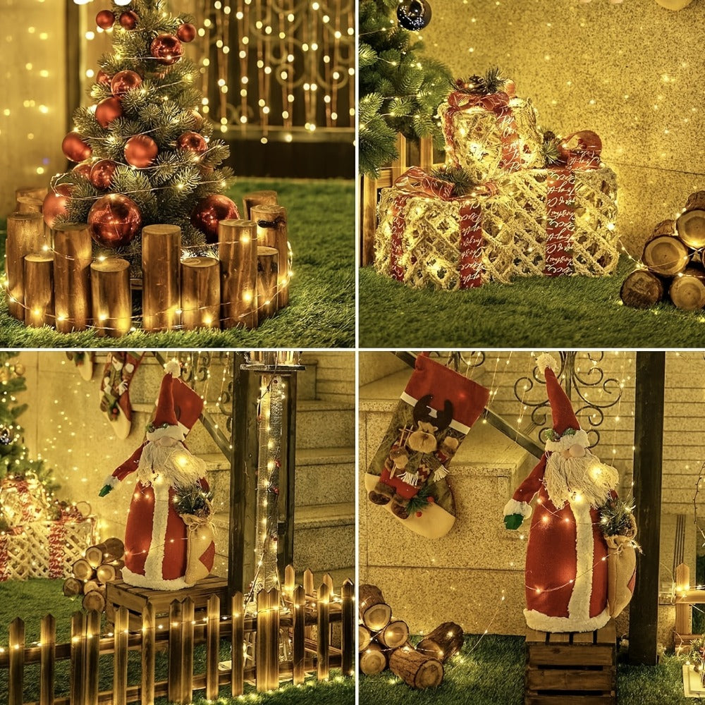 String Lights, 110-LED Solar Copper-Wire Fairy Lights with Eight Modes, Four Colors and 2-, 4- or 8-Pack Options