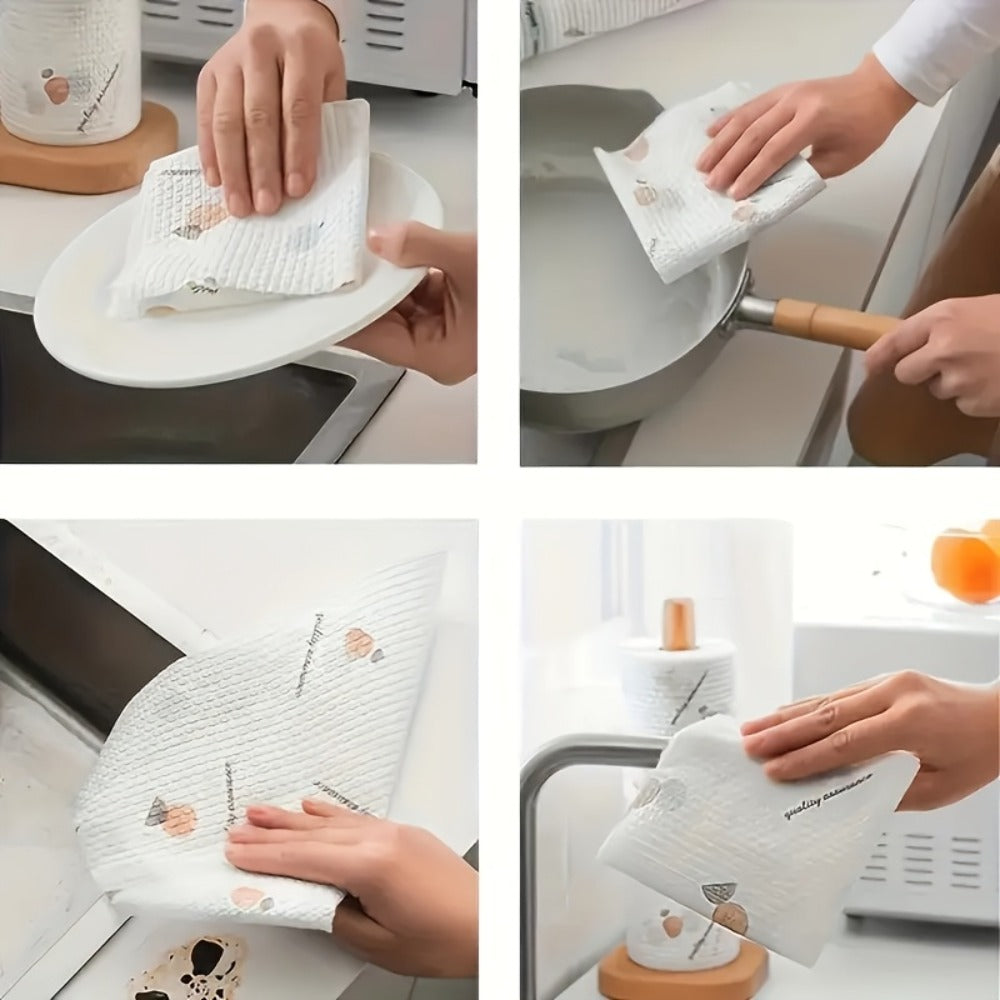 Four-Hundred-Sheet Kitchen Cleaning Towel Roll with Wall Hook for Dry or Damp Household Wiping