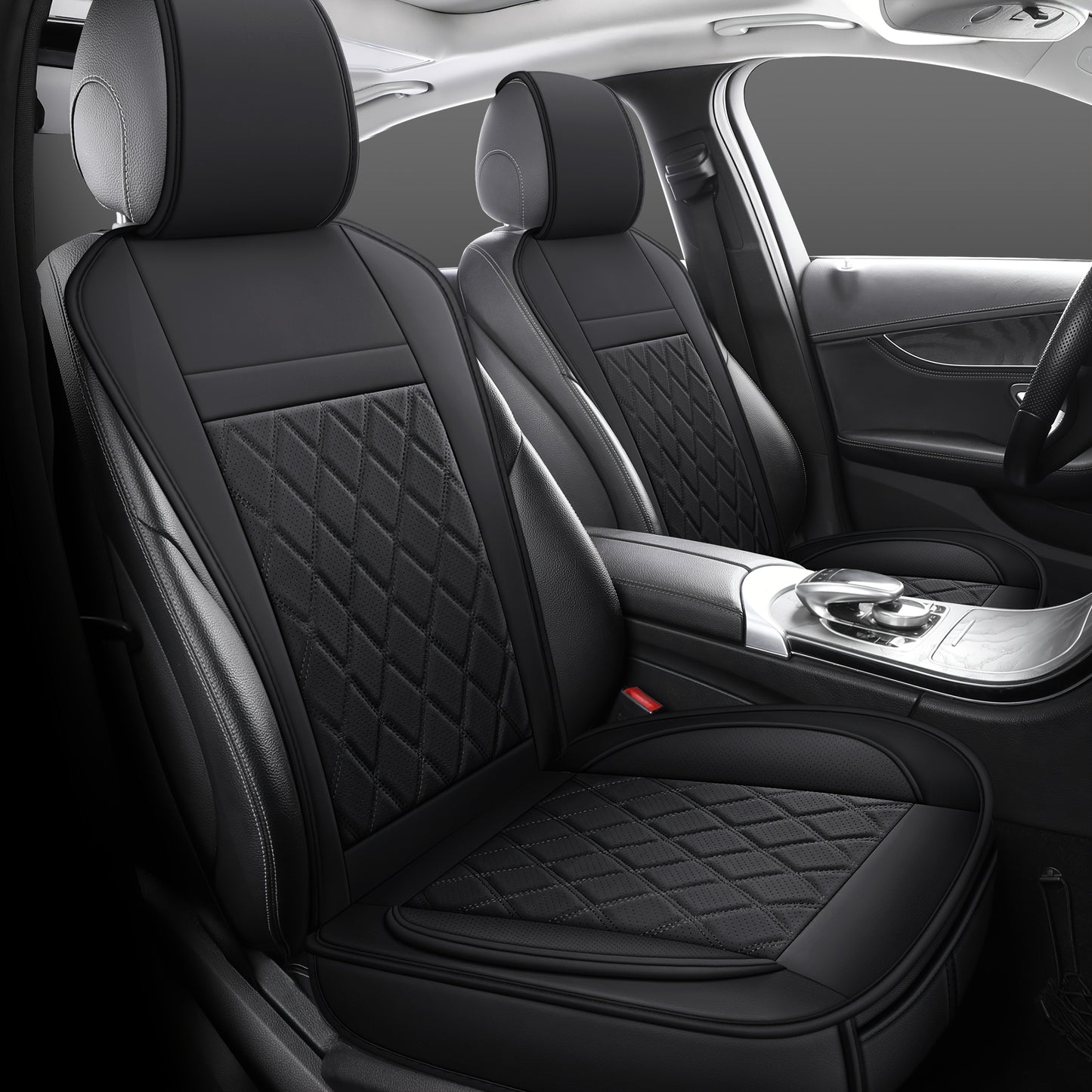 Car Seat Covers Front Pair with Full-Surround High-Back Design and Fifteen Color or Pattern Options