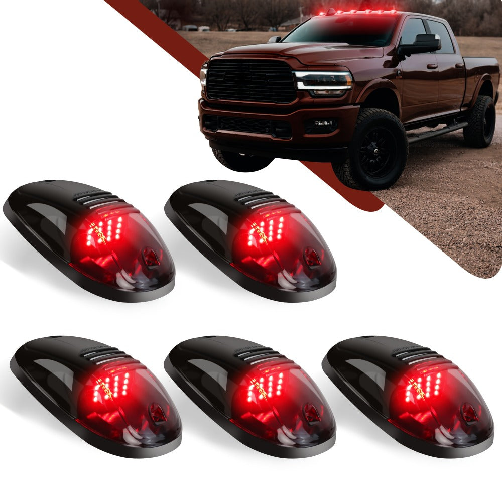 5pcs LED Cab Roof Marker Lights 16/24 LED 12V Super Bright UV-Resistant ABS Lens with Wiring Harness Kit for 2003-2018 Pickup Trucks 1500 2500 3500 4500 5500, White Amber Red Blue Green Purple