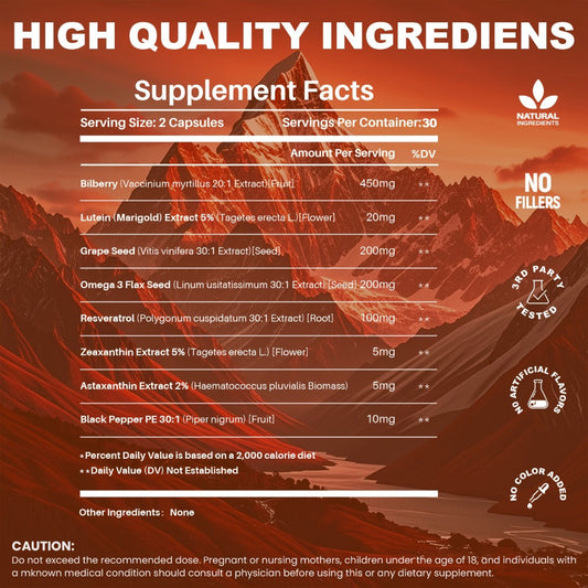 Eye Vitamins with Lutein & Zeaxanthin Capsules – Enhanced with Astaxanthin, Omega-3, Bilberry & Resveratrol for Vision Health Support | 60 Capsules | ShopVora UK
