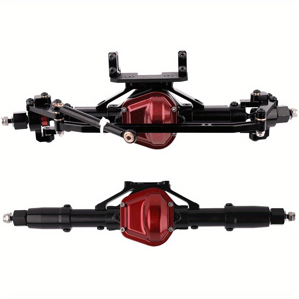Front and Rear Metal Axle Upgrade Set for 1/10 RC Crawlers in Black or Gray with 8.43-Inch Overall Width
