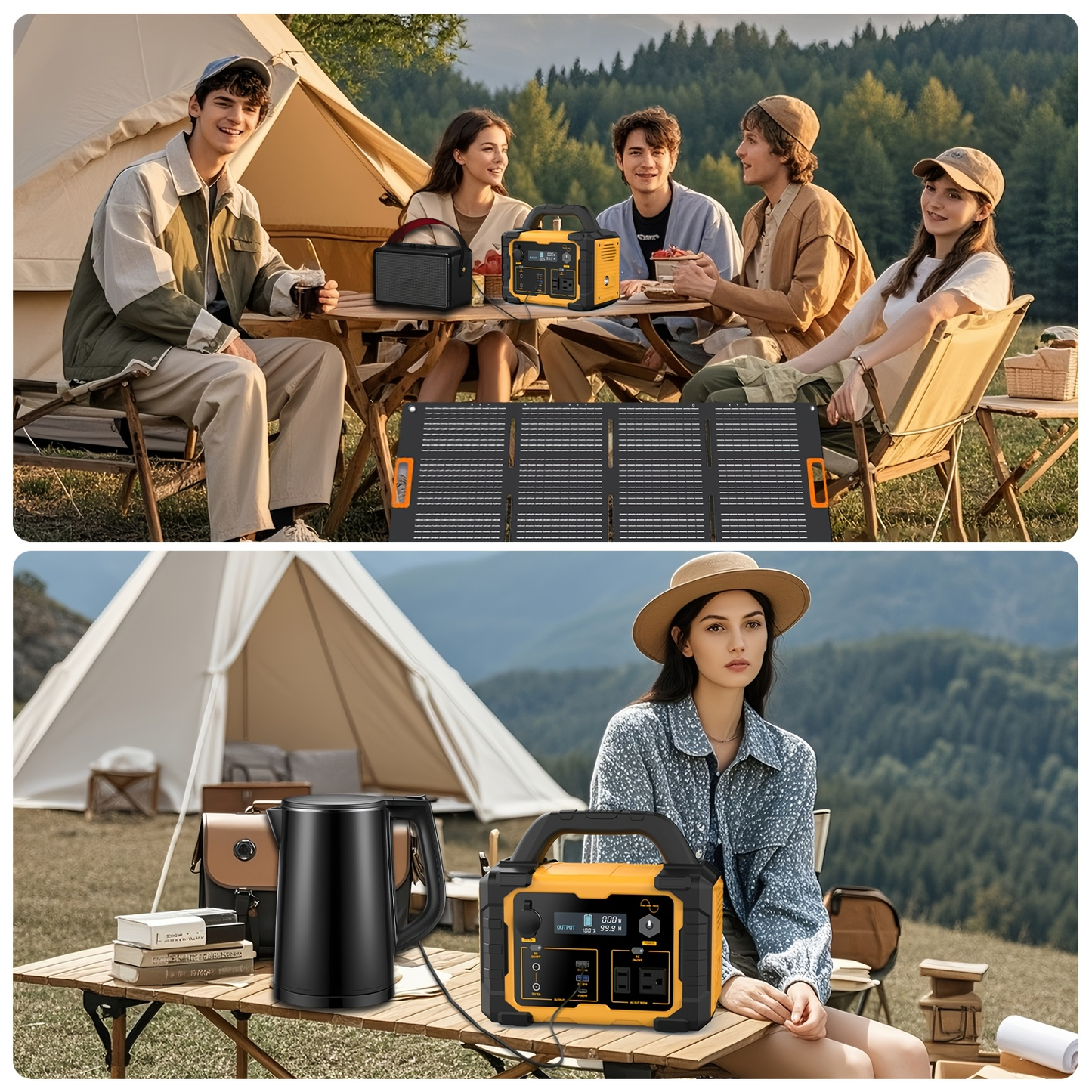 Camping Power Station 294Wh 300W (Peak 600W) – 120V AC Outlets, DC Ports, LED Flashlight, Lithium Battery Backup for Home, Travel, Outdoor & Blackout Emergencies