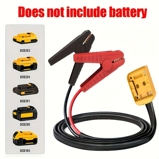 Jump Starter Cable Adapter for DeWalt 18V 20V DCB Battery Portable Car Battery Jump Start Connector ABS Housing - Yellow & Red (Battery & Cables Not Included)