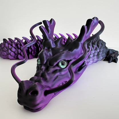 Articulated Dragon Figurine in Black and Red or Black and Purple with Three Exact Head Styles