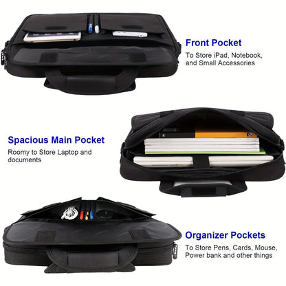 Laptop Bag 15.6-Inch Business Briefcase with Foam Sleeve, Luggage Strap & Multi-Pockets for Work & Travel