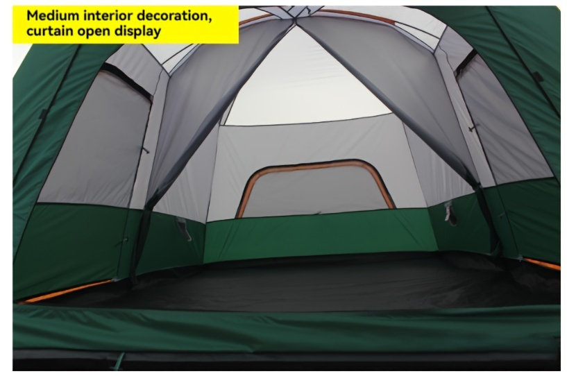 Camping Tent Two-Room Family Cabin with Shared Hall, Mosquito-Net Panels and Two Capacity Options