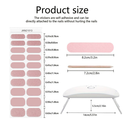 Semi-Cured Nail Sticker Kit with 20 Designs, Portable UV Lamp and Full-Coverage Nail Patches