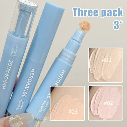 Three-Color Concealer Pen Set with Rounded Sponge-Tip Applicators and Compact 12.3 cm Tube Format