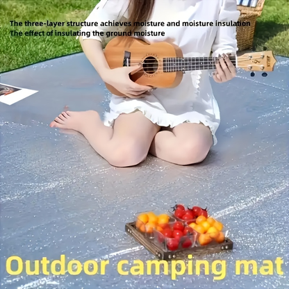 Camping Mat Extra Large 4 Person – Aluminum Foil EPE Foam Waterproof Picnic Blanket, Double-Sided Moisture-Proof Thermal Insulation Pad for Beach, Backyard & Outdoor