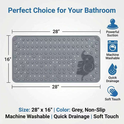 Perforated Suction-Cup Bathtub Mat with 75 × 43 cm Size, Blue or Light Gray Options and Full-Surface Drain Holes