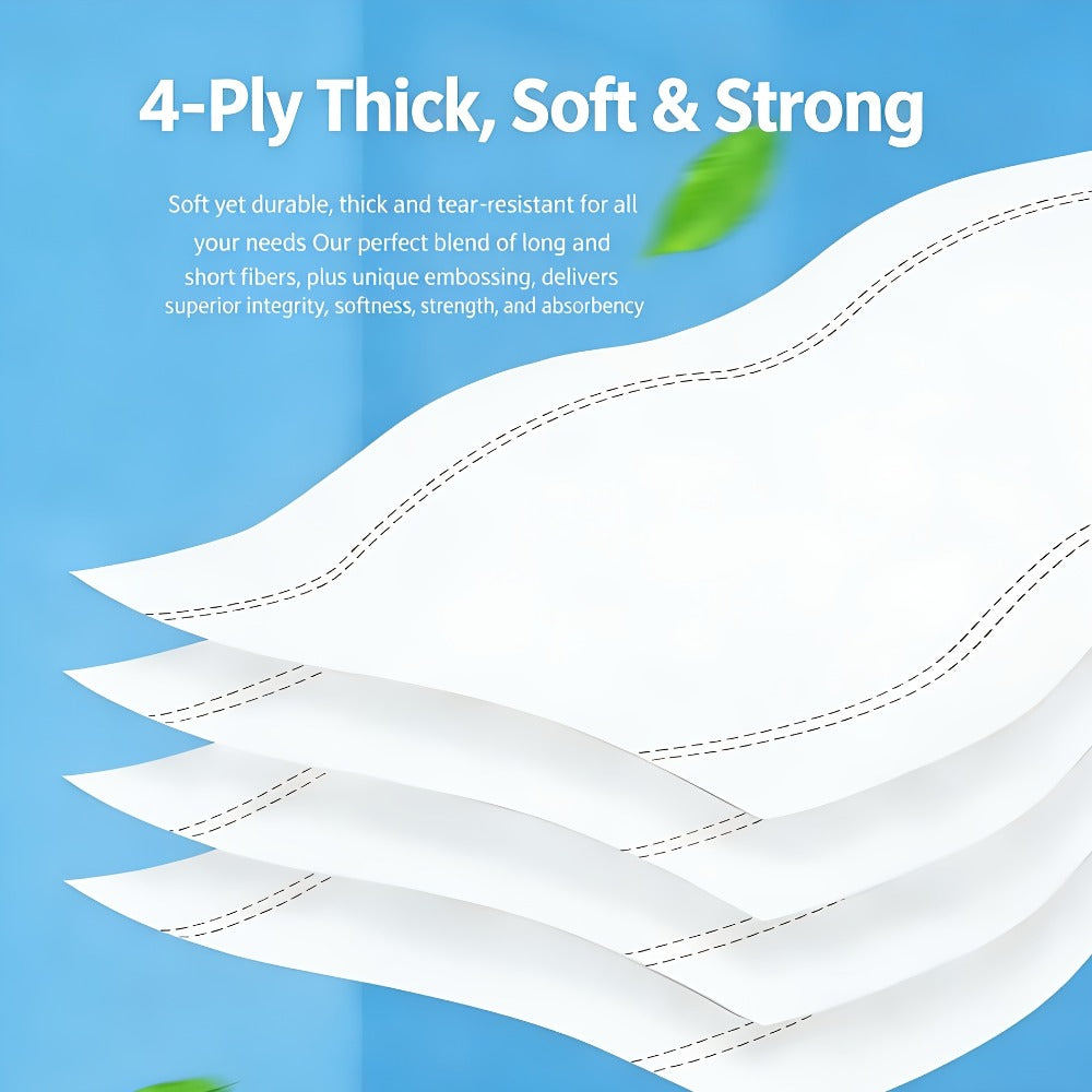 Four-Ply Toilet Paper Rolls in One, Two or Three Packs, Thick Undyed Bathroom Tissue for Home or Office Use