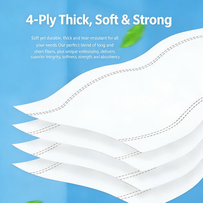 Four-Ply Toilet Paper Rolls in One, Two or Three Packs, Thick Undyed Bathroom Tissue for Home or Office Use