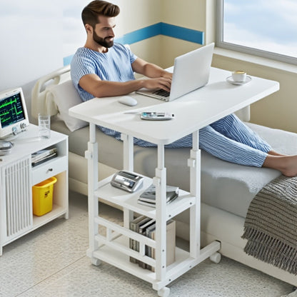 Overbed Table with Casters Adjustable Height – Bedside Nursing Table for Hospital & Home Care, Rolling Laptop Desk for Elderly & Patients, Meal Tray Stand, Multiple Colors