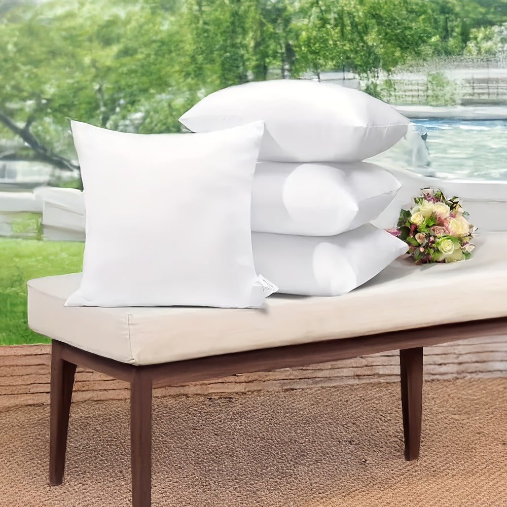 Four-Pack White Throw Pillow Inserts with Zippered Covers in 14-, 16-, 18-, 20- or 22-Inch Square Sizes