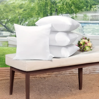 Four-Pack White Throw Pillow Inserts with Zippered Covers in 14-, 16-, 18-, 20- or 22-Inch Square Sizes